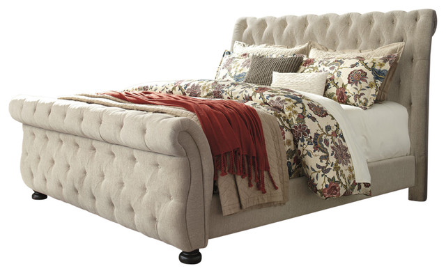Willenburg King Upholstered Bed, Linen