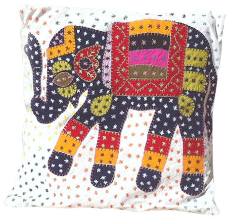 Barmer Applique Pillow Cover With Elephant Applique
