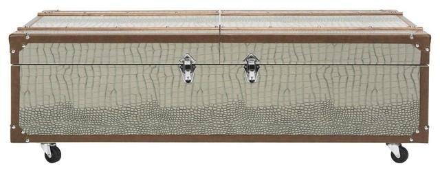 Safavieh Zoe Coffee Table Storage Trunk With Wine Rack Transitional Decorative Trunks By Bisonoffice Houzz