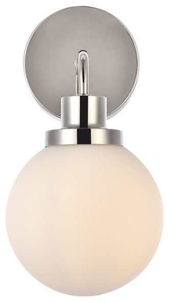 Helen 1-Light Bath Sconce, Polished Nickel With Frosted Shade