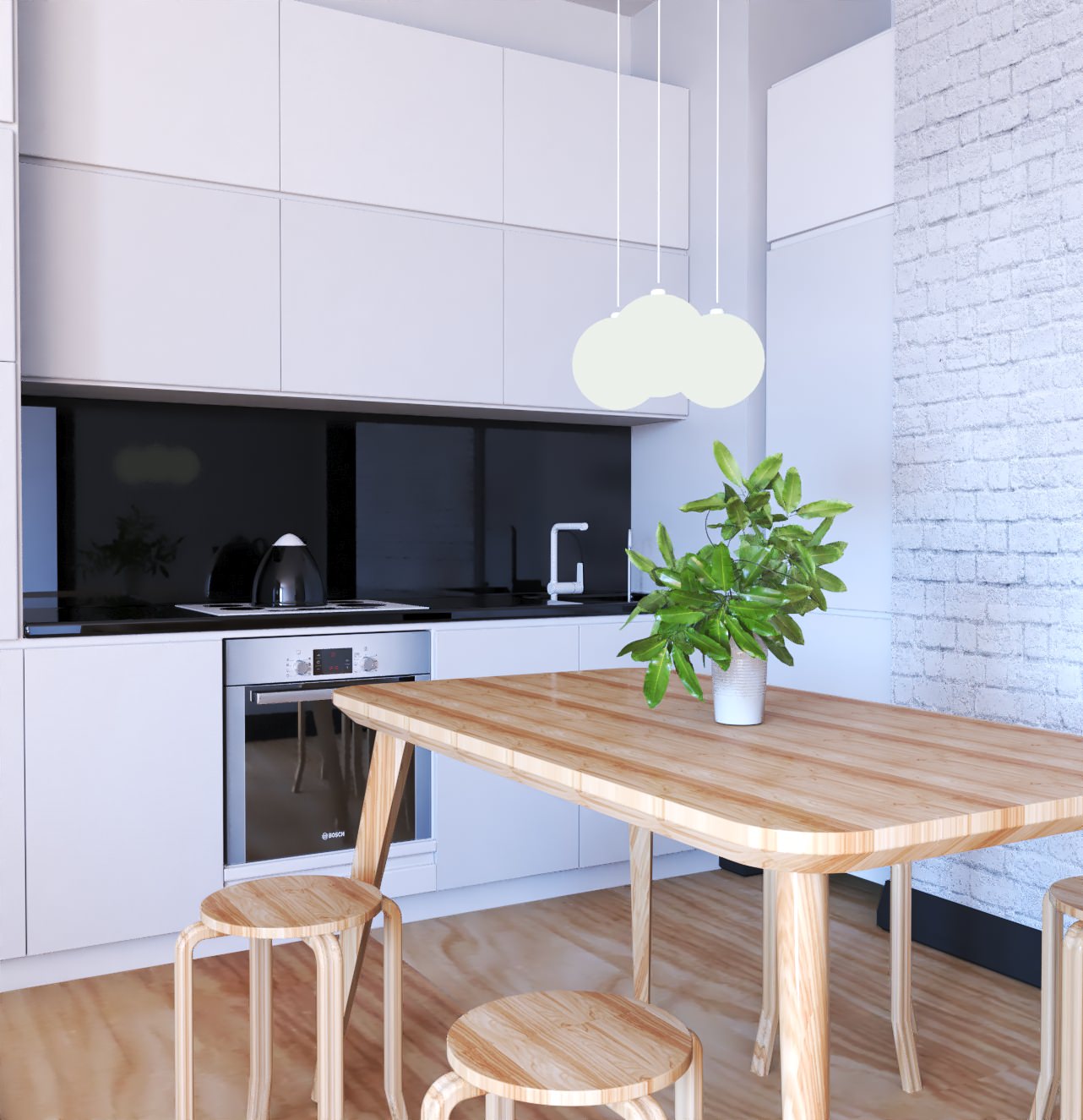 Визуализация гостиной и кухни