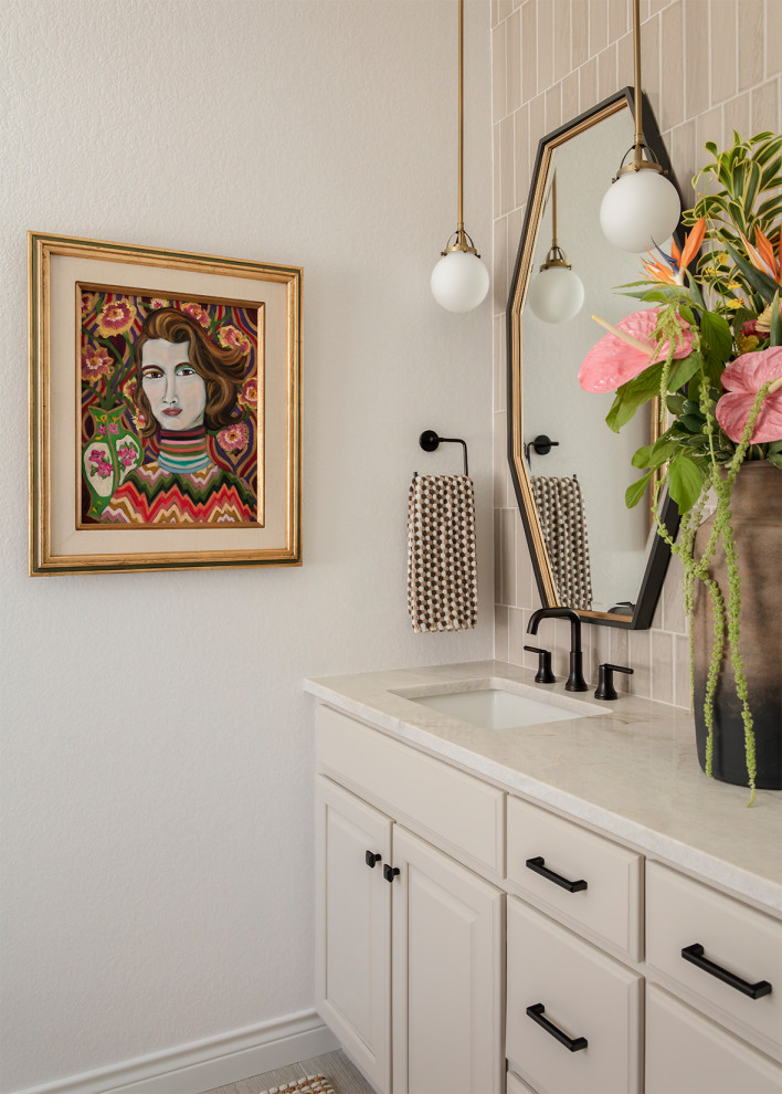 Inspiration for a transitional powder room remodel in Denver