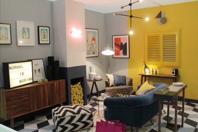 Colour Blocking Eclectic Living Room London By Owl