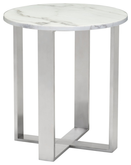 Atlas End Table Stone White & Silver Contemporary Side Tables And End Tables by Furniture