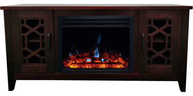 56" Arcadia Mid-Century Modern Electric Fireplace Heater, 56 in ...