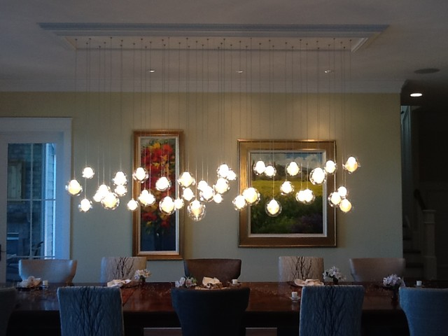 chandelier over dining room table