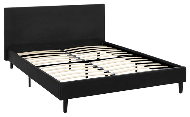 Modern Contemporary Urban Full Size Platform Bed Frame, Black 
