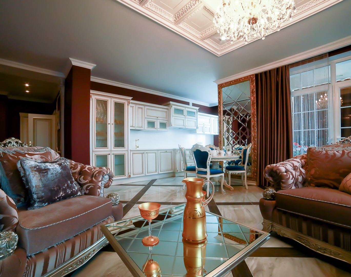 Классический интерьер трехкомнатной квартиры