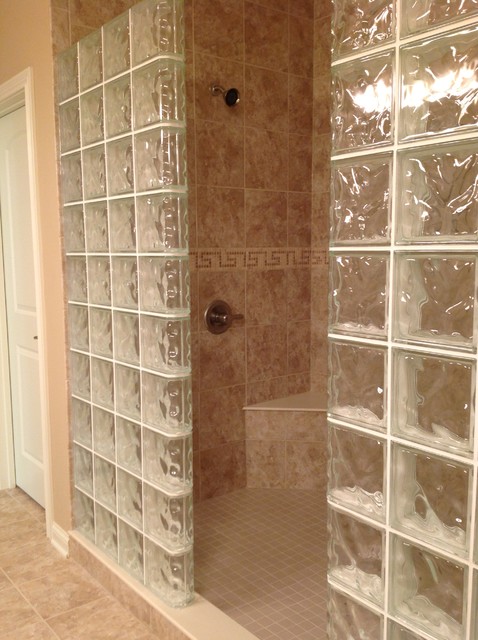 Glass block shower wall Dublin Ohio - Mediterranean - Bathroom ...