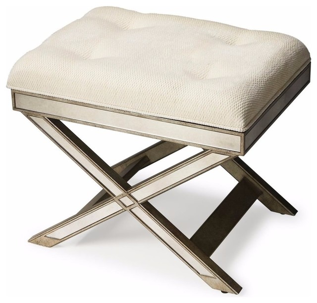 Butler Transitional Vanity Stool, Silver - Contemporary - Vanity ... Butler Transitional Vanity Stool, Silver - Contemporary - Vanity ...