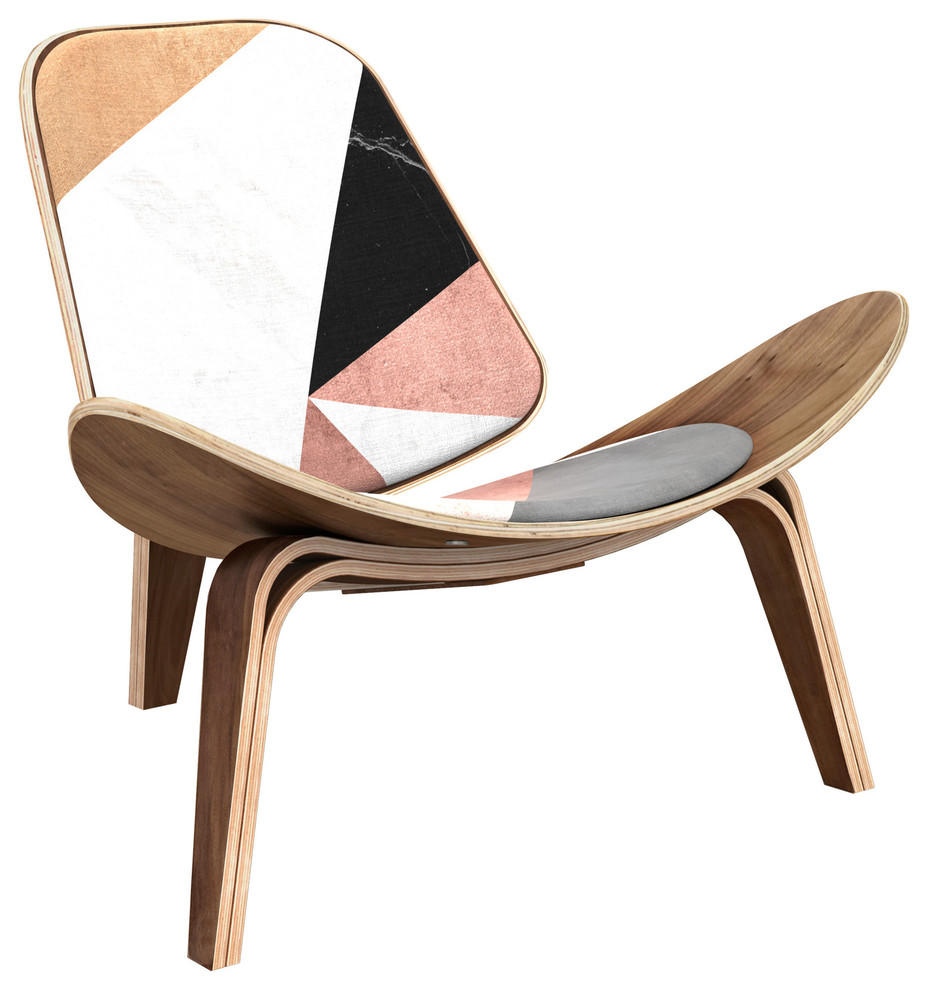 Walnut Shell Chair, Metallic Mashup