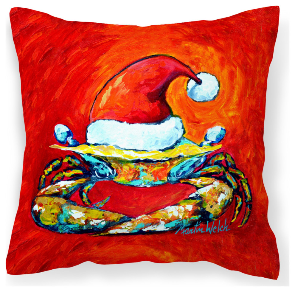 Mw1169Pw1414 Crab, Santa Hat Santa Claws Decorative Pillow