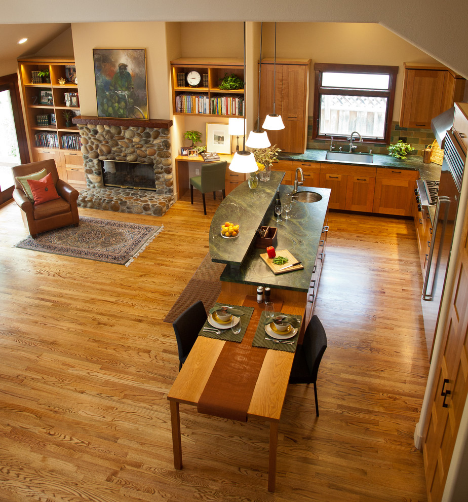 Kitchen and Family room aerial view