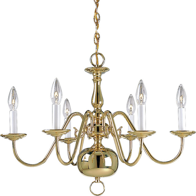 Progress Lighting 6-Light Chandelier With White Finish Candle Sleeves