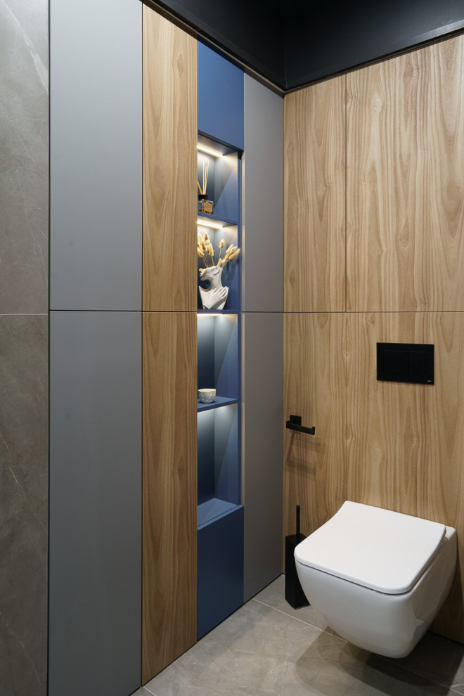 Серая мебель с деревом для всей квартиры