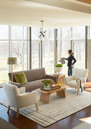 Inspiration for a transitional family room in Burlington.