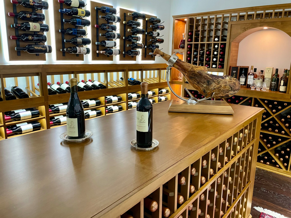 This is an example of a contemporary wine cellar in Miami.