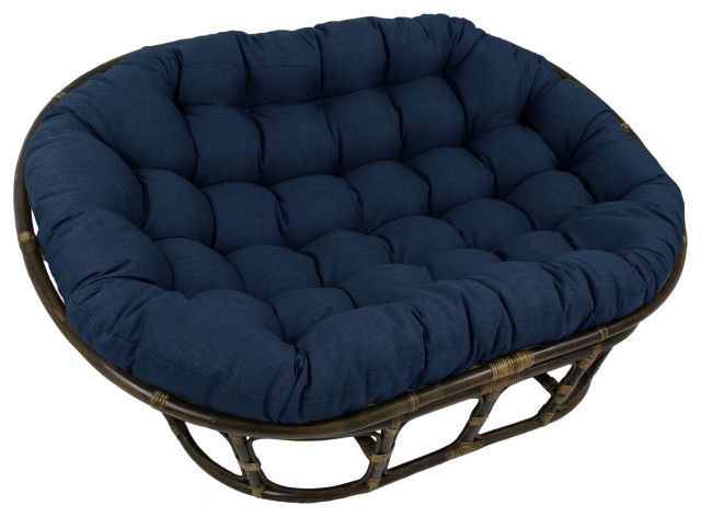 65"X48" Solid Outdoor Spun Polyester Double Papasan Cushion, Azul