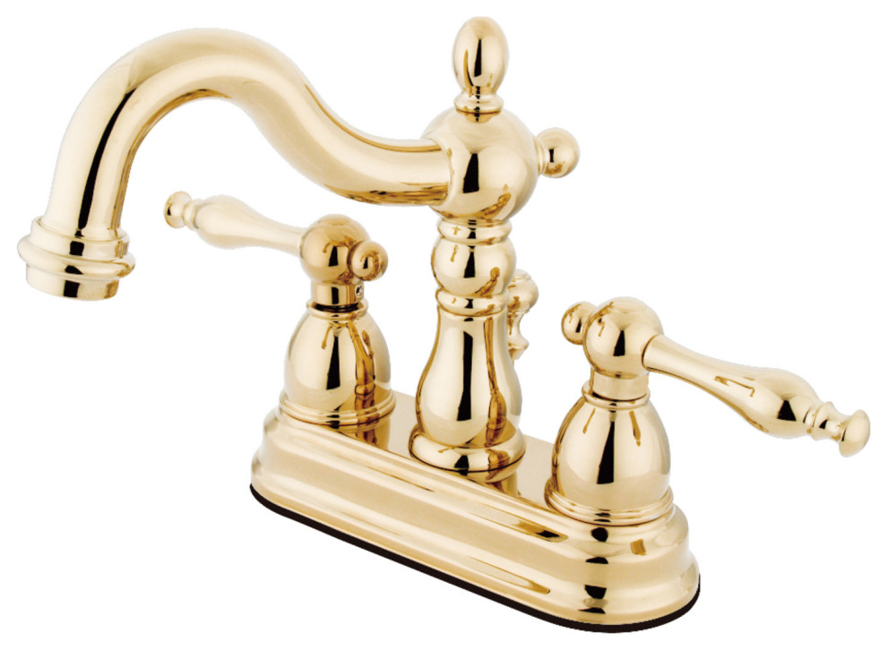 Kingston Brass 4" Centerset Bathroom Faucet w/Retail Pop-Up, Polished Brass