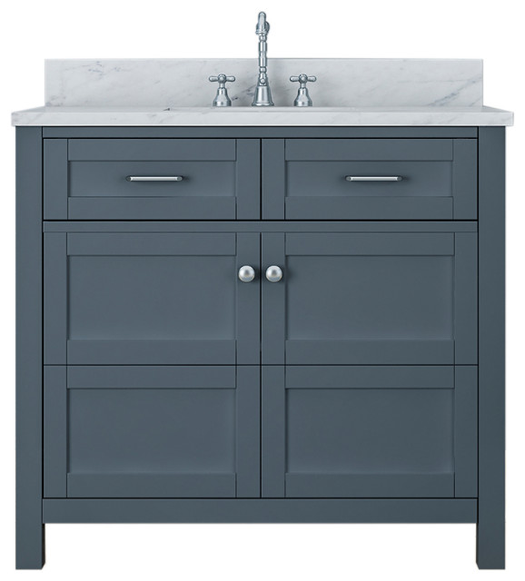 Venice 36" Single Bathroom Vanity Set with 1" Carrera Marble Top ...