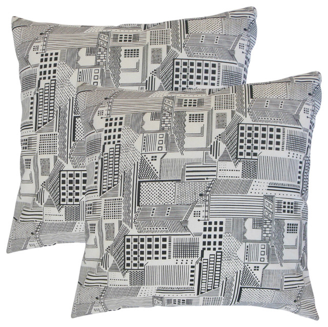 Xakery Geometric Throw Pillows Black Set Of 2 Contemporary