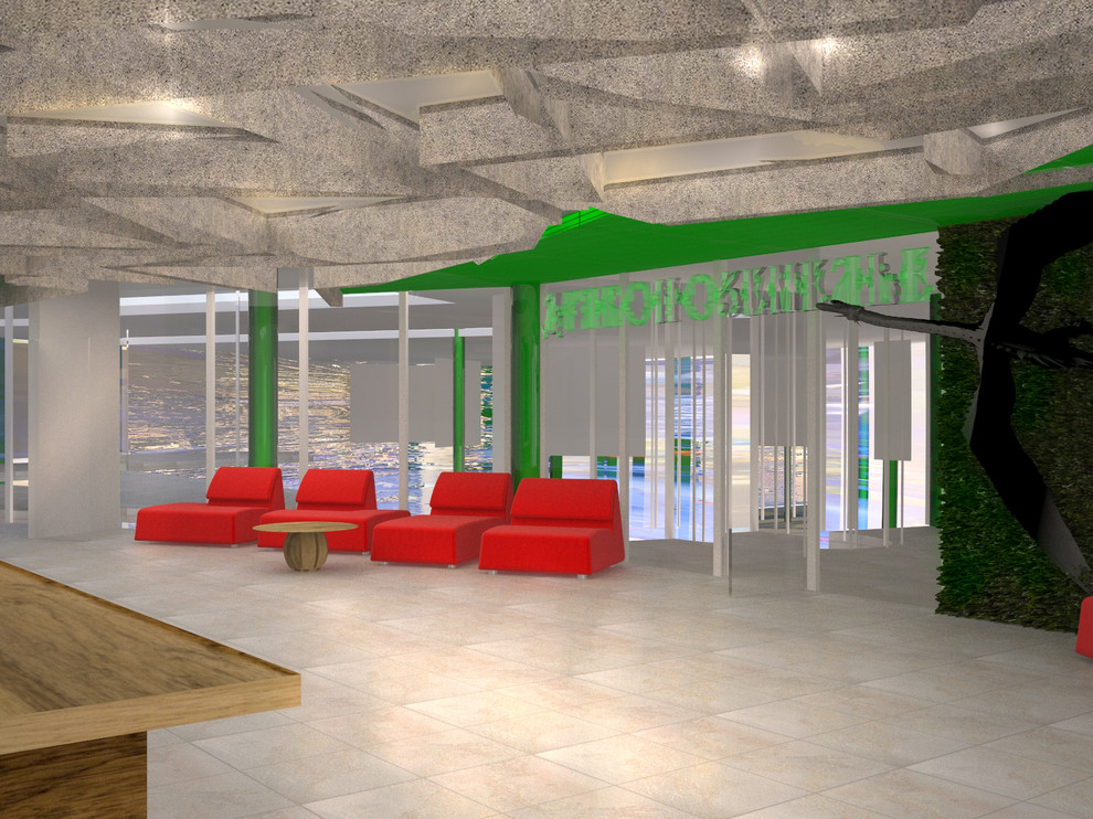 Предложение для проектирования аквапарка в Пскове, зона саун и кафе.