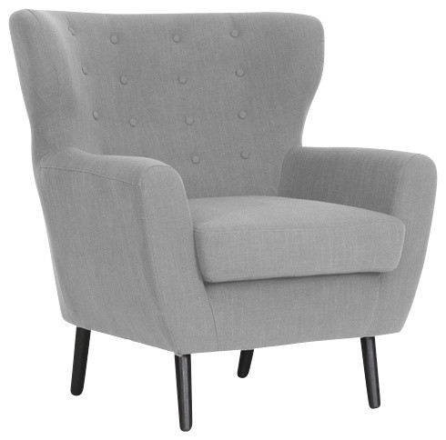 Baxton Studio Lombardi Linen Modern Club Chair, Light Gray
