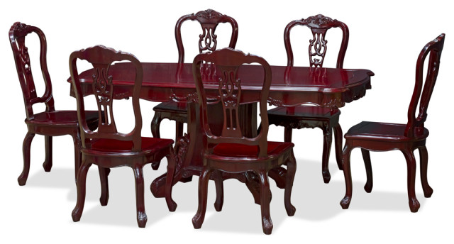 Cherry Rosewood French Dining Set With, Cherry Wood Kitchen Table And Chairs