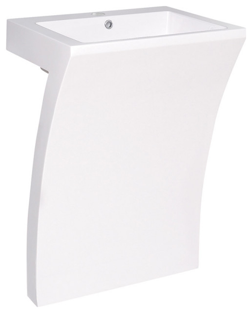 Quadro Pedestal Sink, White Contemporary Bathroom Sinks by