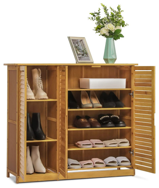 Free Standing Shoe 3 Louvered Doors With Multiple Inner Tiers