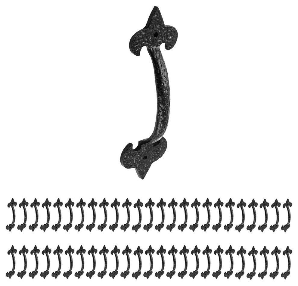 50 Black Drawer Pull Handle Wrought Iron Rust Resistant