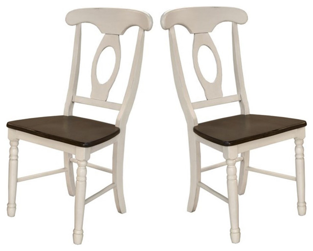 A-America British Isles Napoleon Dining Side Chair in Chalk and Cocoa (Set of 2)