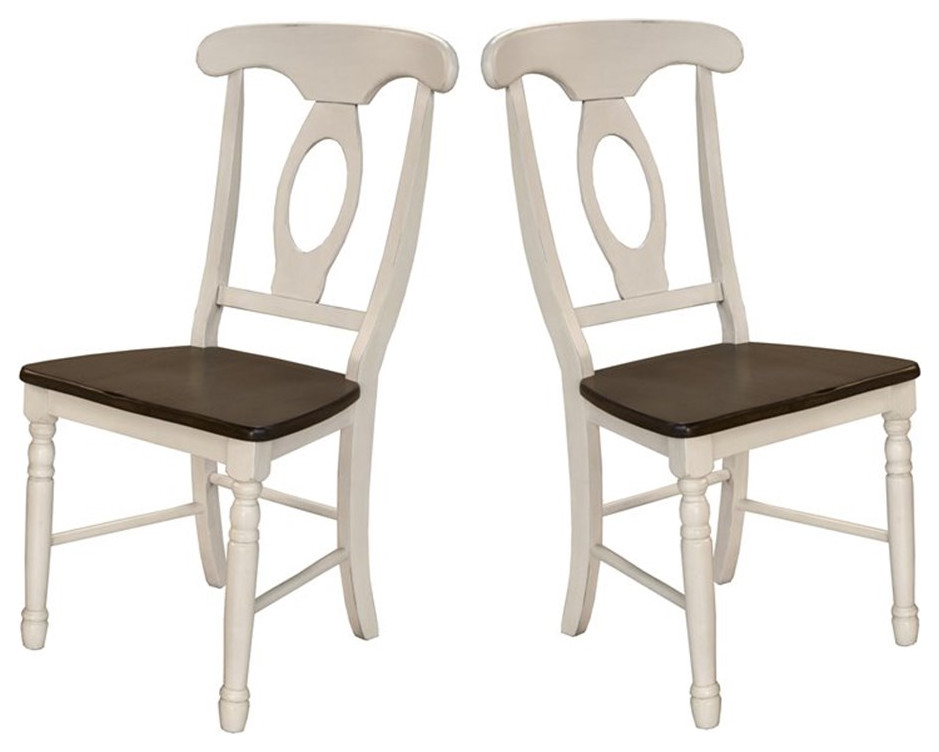 A-America British Isles Napoleon Dining Side Chair in Chalk and Cocoa (Set of 2)