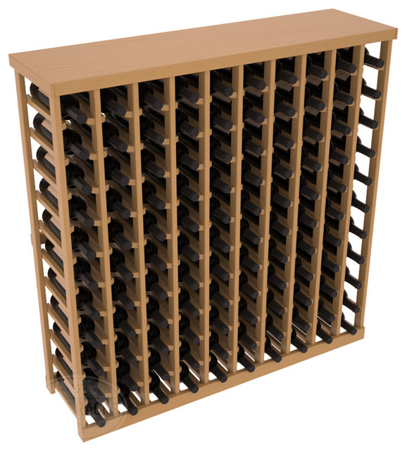Commercial Wine Rack RetailEDGE Standard Base With Solid Top, Oak Stain/Satin