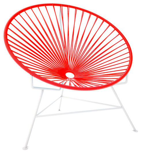 Innit Chair With White Frame, Red Weave