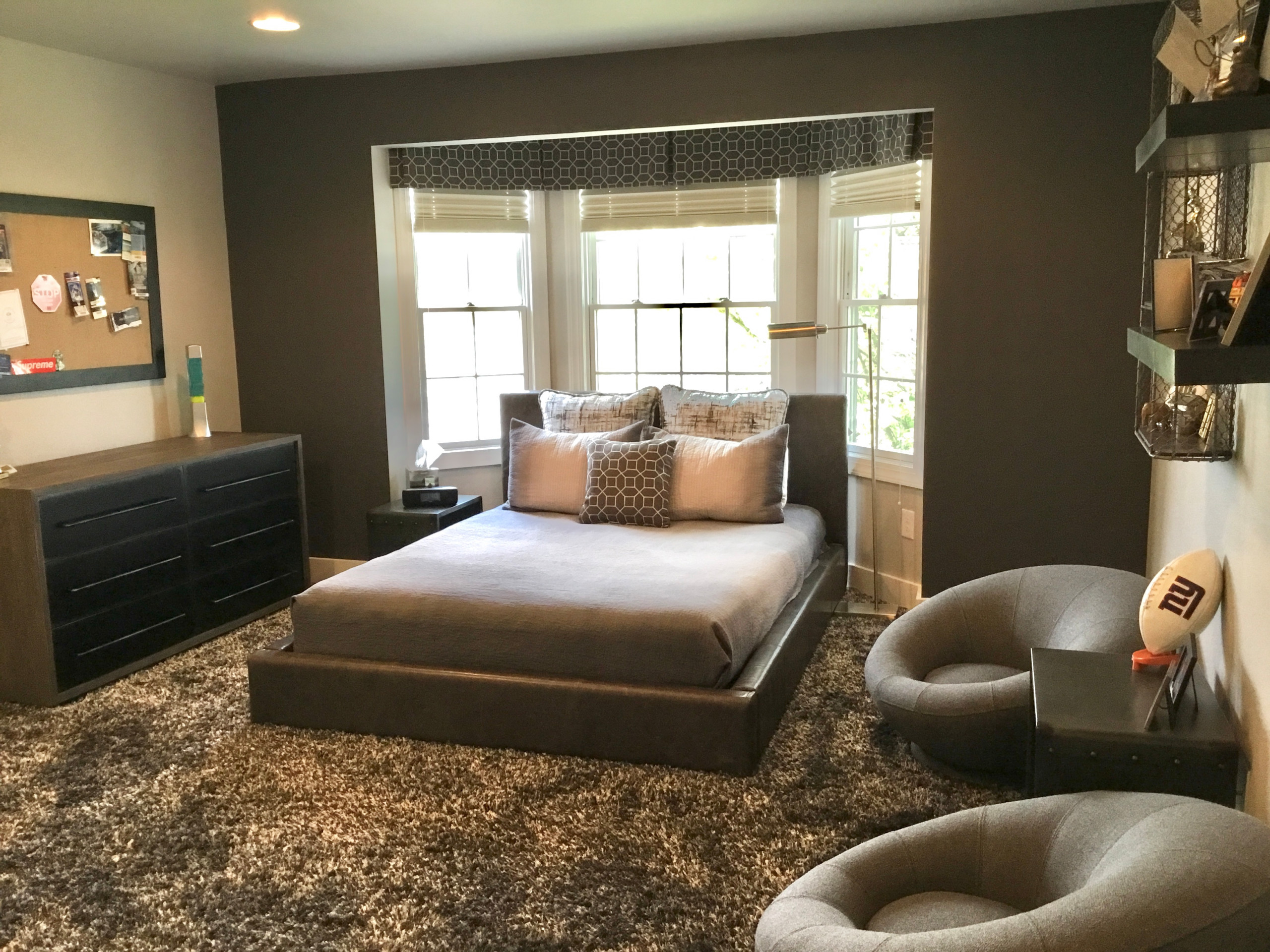 Modern Gray Boys Teen Bedroom