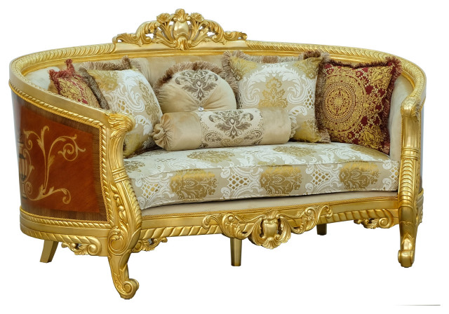 European Furniture Luxor Loveseat Gold Leaf - Victorian - Loveseats