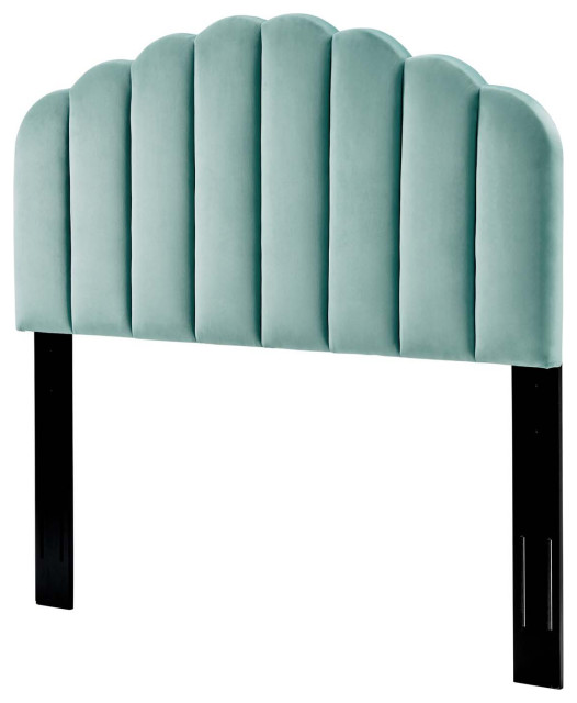 Headboard, Twin Size, Velvet, Dark Gray, Modern Contemporary, Bedroom