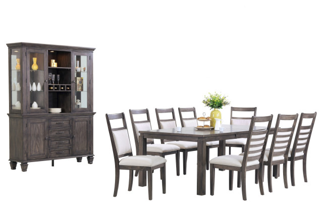 Sunset Trading Shades of Gray 11-Piece Dining Set With China Cabinet