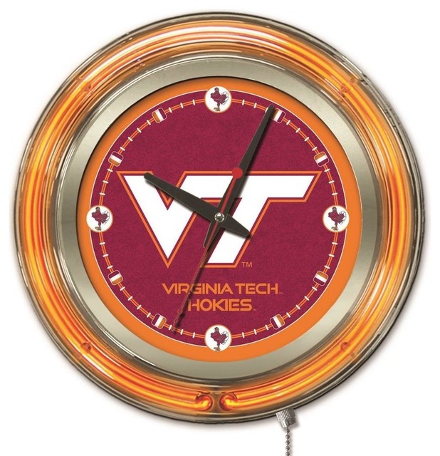 Virginia Tech Neon Clock Contemporary Wall Clocks by Holland Bar
