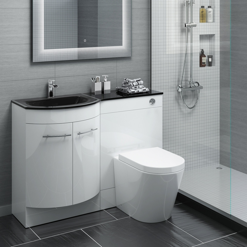 Inspiration for a contemporary bathroom in West Midlands with an open shower.