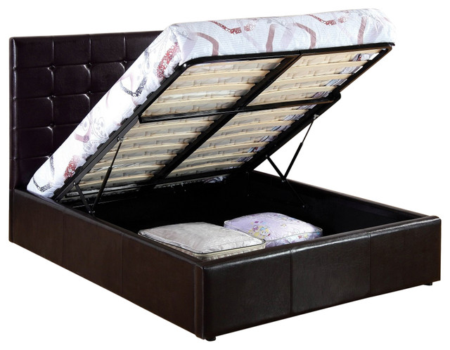 Uptown Brown Upholstered Storage Lift Bed Contemporary Platform Uptown Brown Upholstered Storage Lift Bed Queen
