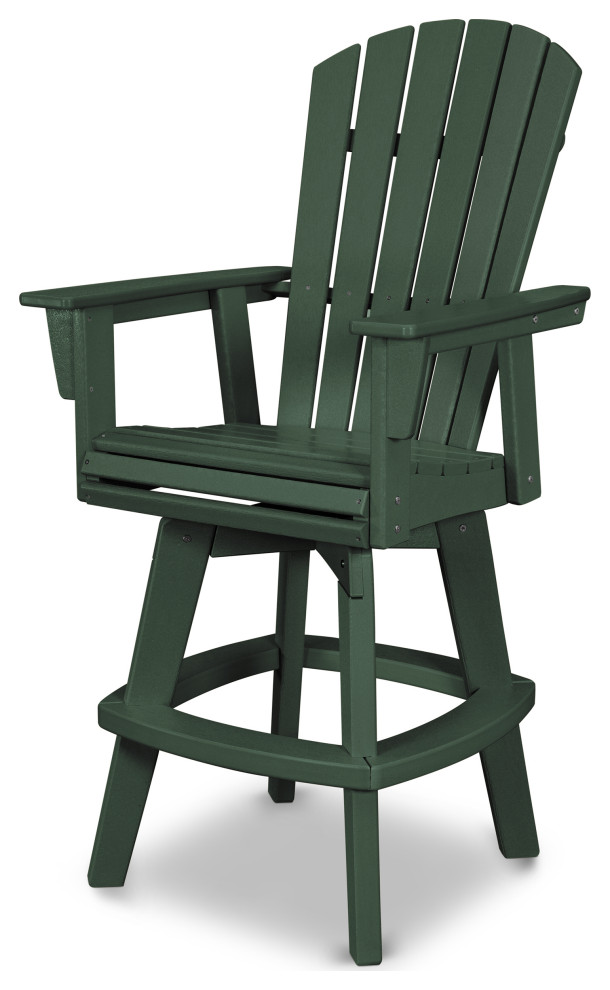 POLYWOOD Nautical Adirondack Swivel Bar Chair Contemporary Outdoor Bar Stools And Counter