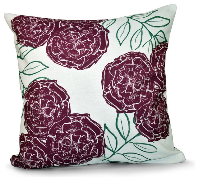 Mums The Word Floral Print Outdoor Pillow Contemporary Outdoor