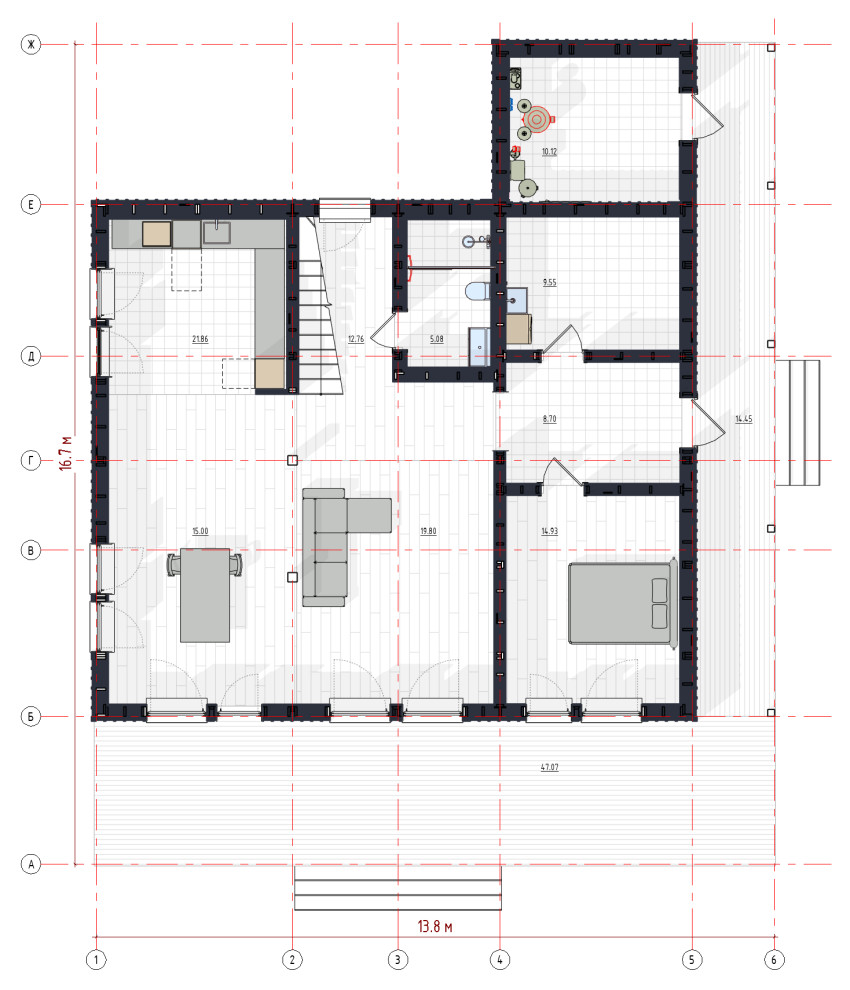 Планировка 1 этажа