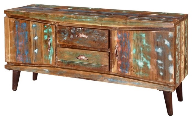 Modern Rustic Reclaimed Wood Accent Media Console Cabinet