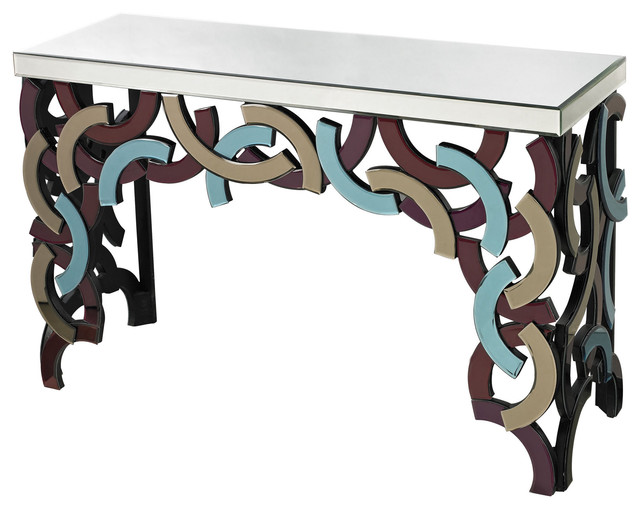 Purple Colored Glass Console Contemporary Console Tables by House