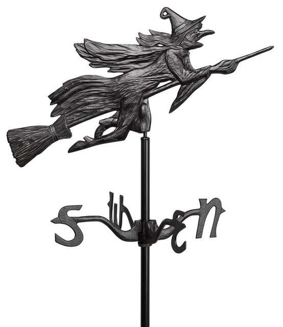 Witch Weathervane Rooftop Traditional Weather Vanes by Design