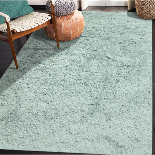 Amer Rugs Odyssey Morris Sage Green Polyester Shag 8'x11' Area Rug
