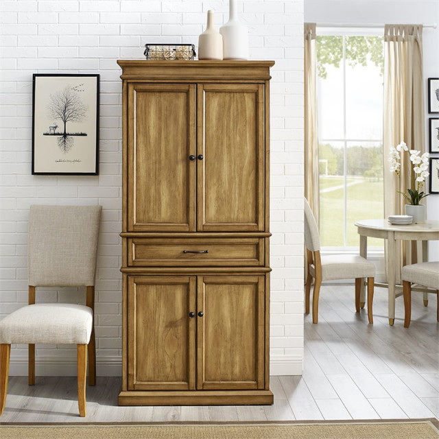 Bowery Hill Southfield 4-Door Wood Pantry with Drawer and Shelves in Natural